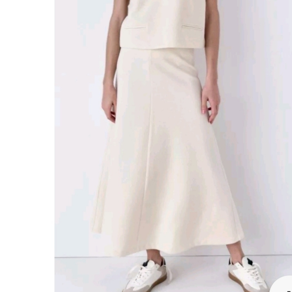 ZARA ZW COLLECTION TEXTURED RUSTIC ECRU MIDI SKIRT SIZE S NWT
